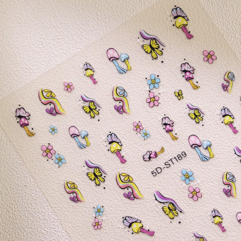 Sweet Cute Sun Smile Flower Nail Stickers Rainbow Cartoon Non Curling Decorative