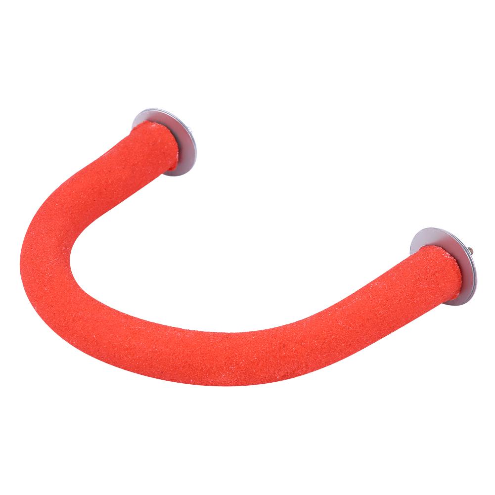 

Parrot Pet Bird Roughsurfaced Wooden Perch Stand Rack Cage Toy for Beak Paw Grinding красный