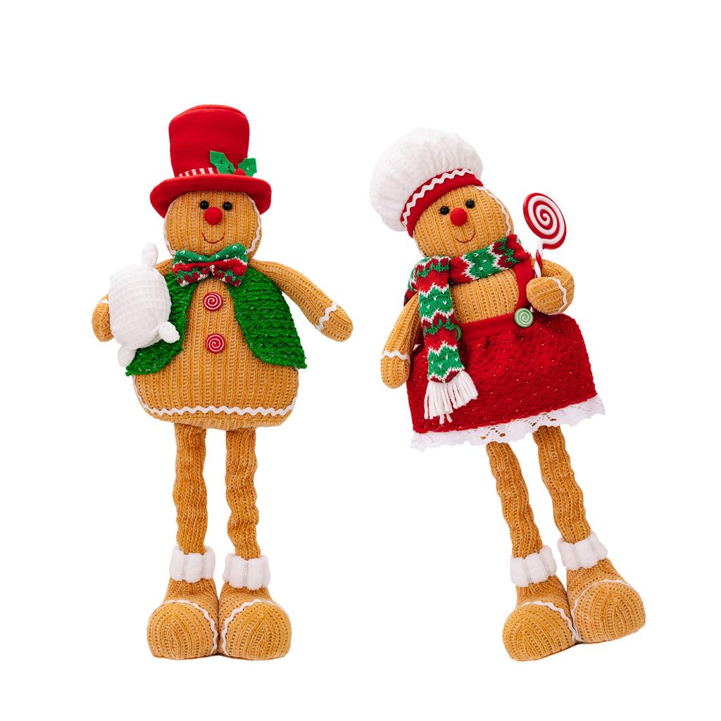 Decorative Gingerbreads Man Dolls Yuletide Gingerbreads Man Gnomes Plush Pair Knitted Doll Ornament for Homes Office