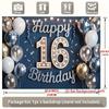 Happy 16th Birthday, 1pc Polyester Party Backdrop Banner, Photo Booth Background, Wall Decor