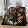 1pc Tiger and Dragon In Fiery Clouds Throw Blanket for Room Decor Gift, Living Room, Travel .K092