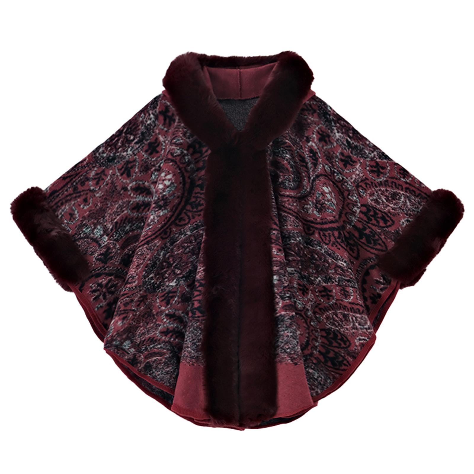 

Women s Fashion Large Hooded Shawl Cloak Women s Bohemian Outerwear Cloak One Size винний