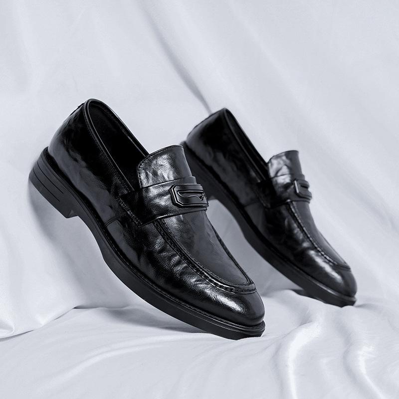 

Мужские кожаные туфли, весенние деловые мужские туфли, туфли дерби из натуральной кожи, мужские туфли для увеличения роста, повседневные мужские туфли 60083-R 38 чёрный
