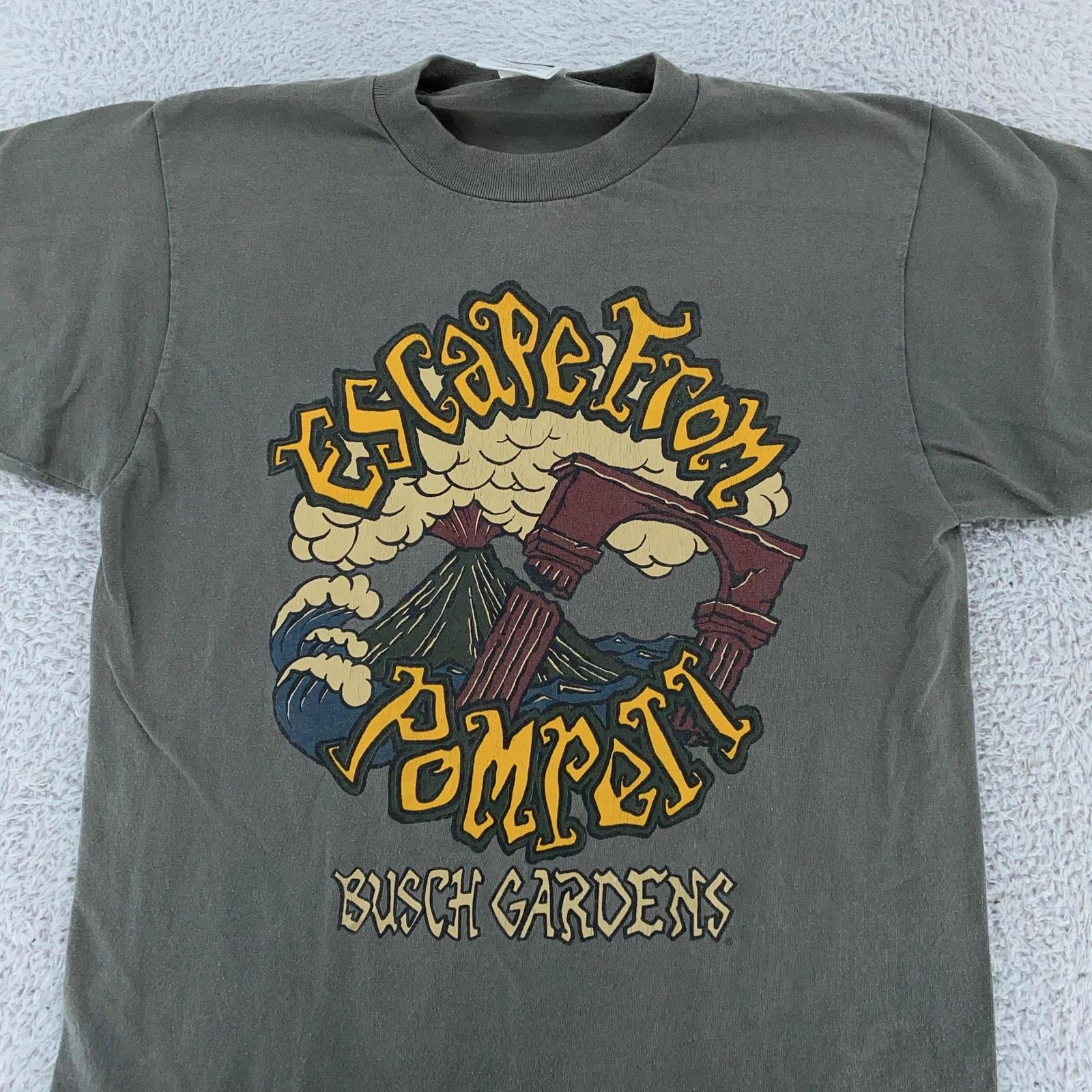 

Vintage Escape From Pompeii Shirt Mens Medium Busch Gardens Theme Park Ride 90s 2XL