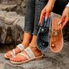 Fashion 2025 Summer Retro Women's Open Toe Slippers Outdoor Plus Size Embroidery Sewing Thong Sandals Comfortable Daily Casual Slippers