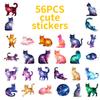 56 Starry Sky Cat Graffiti Stickers Cosmic Cat Colorful Cute Cat Creative Sticker Batch