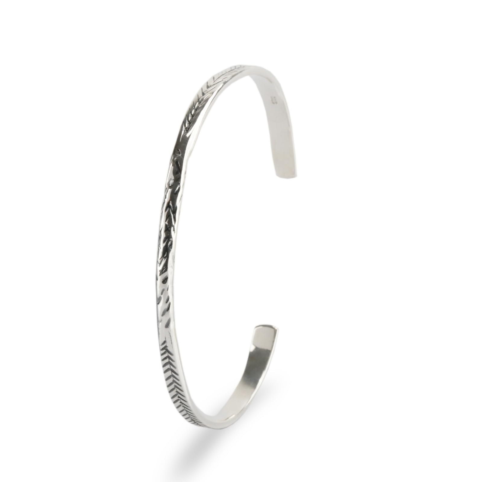 

sv925 silver bangle size silver subtle narrow for men and women [EPIC BOLEN] bracelet, adjustable, 925, simple, leaf, width,