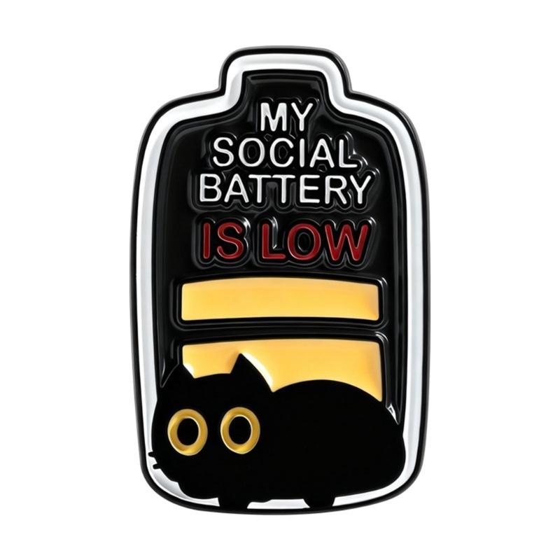 Милая Черная Кошка Значок на Лацкан с Символом Низкого Социального Заряда для Веселого Эмоционального Общения Между Друзьями