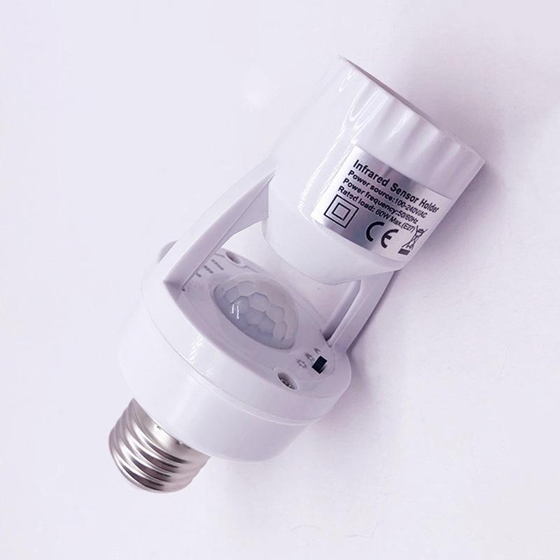 E27 Human Body Sensing Lamp Head Socket Led 100-240V E27 Lamp Base Intelligent Light Bulb Switch