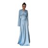 2025 Frühling V-Ausschnitt Blumenmuster Taillenbetonendes Langes Kleid für Damen