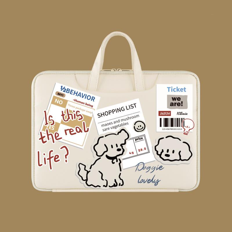 Kawaii Cartoon Animal Print Waterproof PU Laptop Handbag Shock Resistant Portable Notebook Carry Case Compatible With All Brands 13-16 Inch Laptops