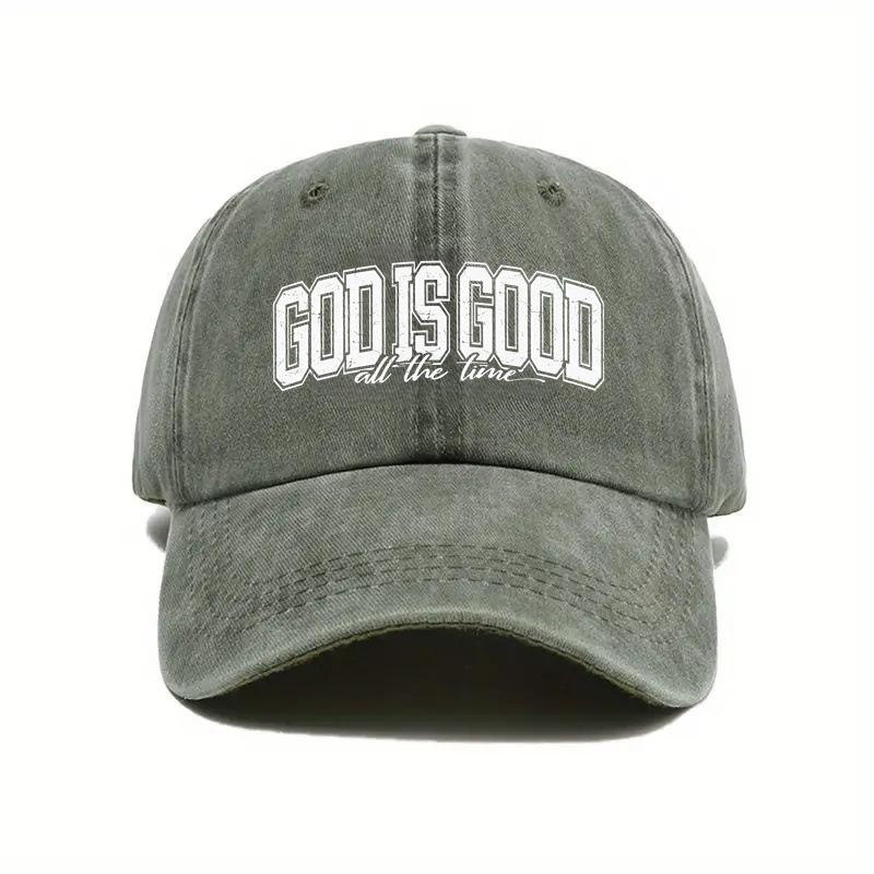 European And American Washed And Worn Printed Baseball Cap New God Is Always Good Printed Baseball Cap WomenS Washed Retro Sp 1pc