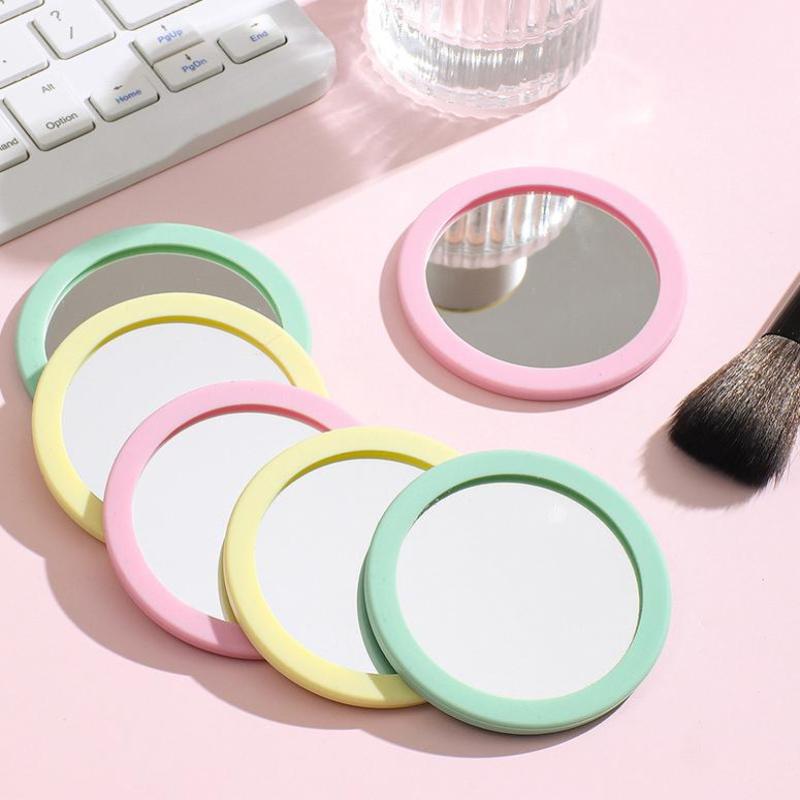 Mini Makeup Mirror Round Silicone Cosmetic Mirror Makeup Mirror Portable For Handbag Purse Pocket Compact Cosmetic Beauty Tool