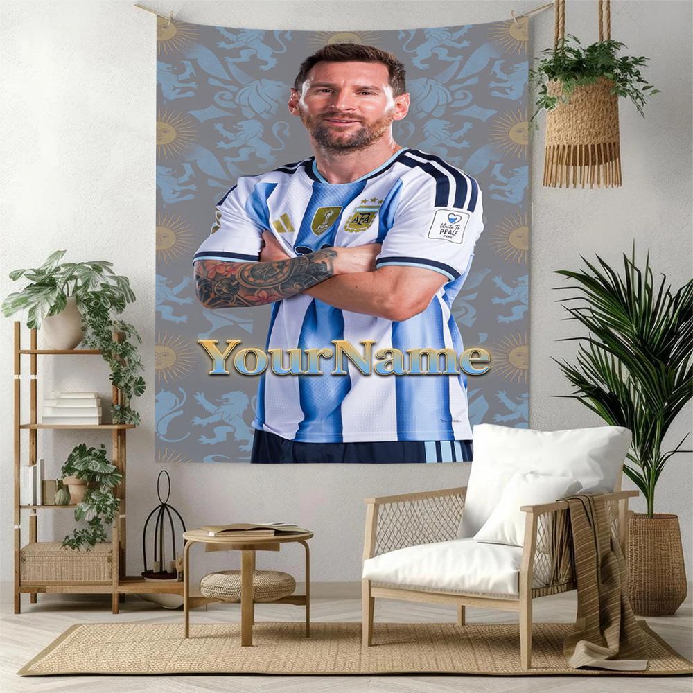 Messi Custom Your Name Wall Decor Tapestry Art For Pet Memorial Birthdaywedding Party Backdrop Family Gift
