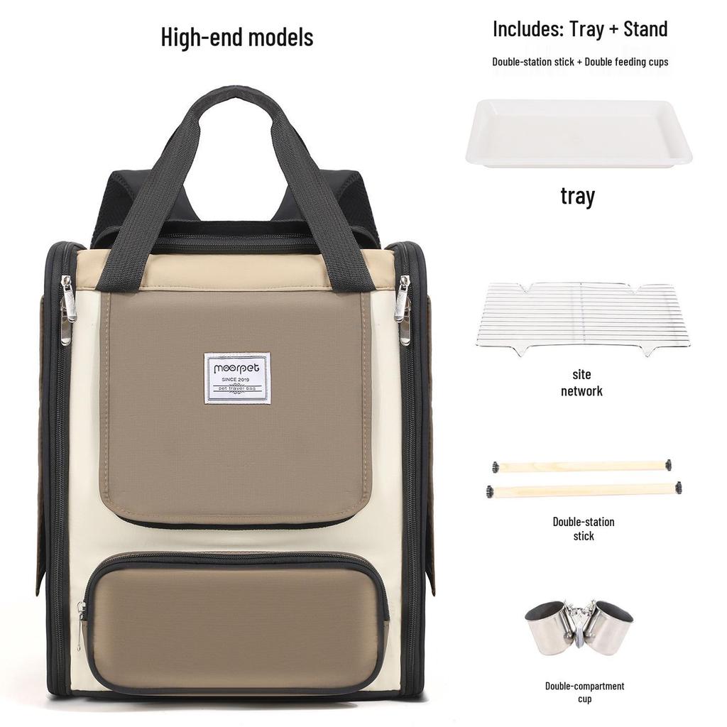 Portable Bird Backpack: Breathable, Water-Repellent, Scratch & Bite-Resistant with Metal Mesh for Parrots, Cockatiels, and Monks