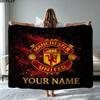 1PC Manchester United F Custom Name Patterned Flannel Blanket Suitable For All Seasons for Home Decor Warmth and Comfort Gifts Holiday Present