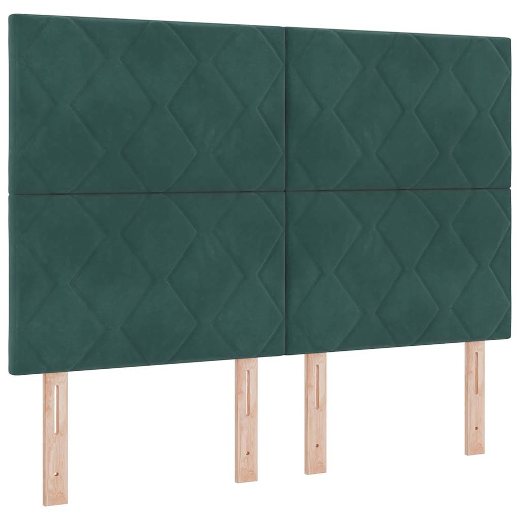 Box Spring Bed with Headboard Dark Green 140 x 190 cm Velvet