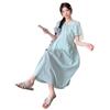 2026 Summer V-Neck Maternity Dress with Puff Sleeves - Slimming Design