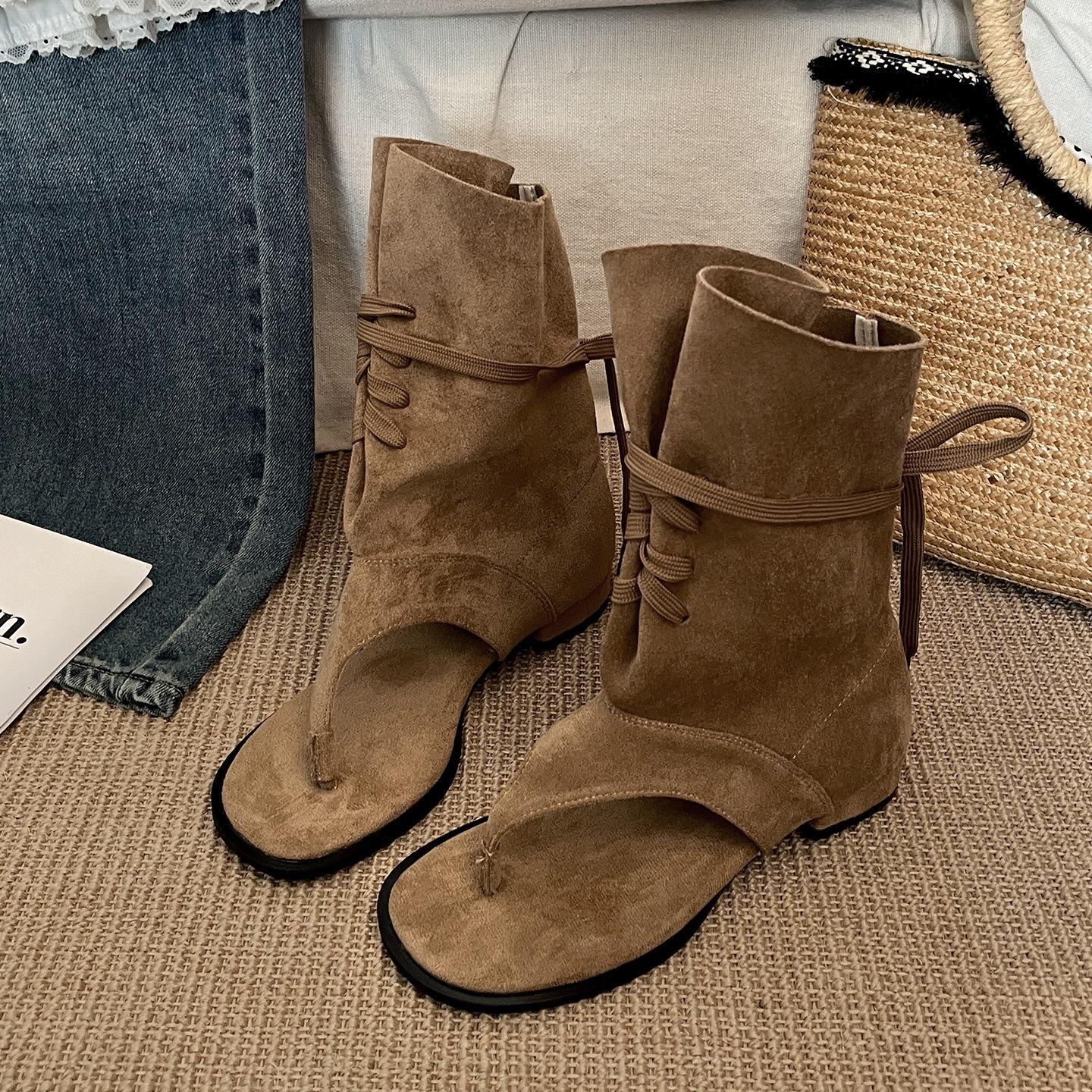 

Queen Fan Black Retro Versatile Low Heel Short Boots Women s Summer 2025 New Premium Casual Pin Toe Cool Boots 40 абрикосовый