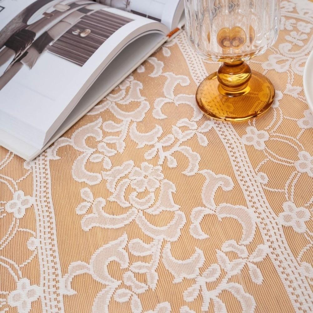 Minimalist Elegant Lace Table Runner Long Strip Shape French Style Table Cover Polyester Washable Table Flag Living Room