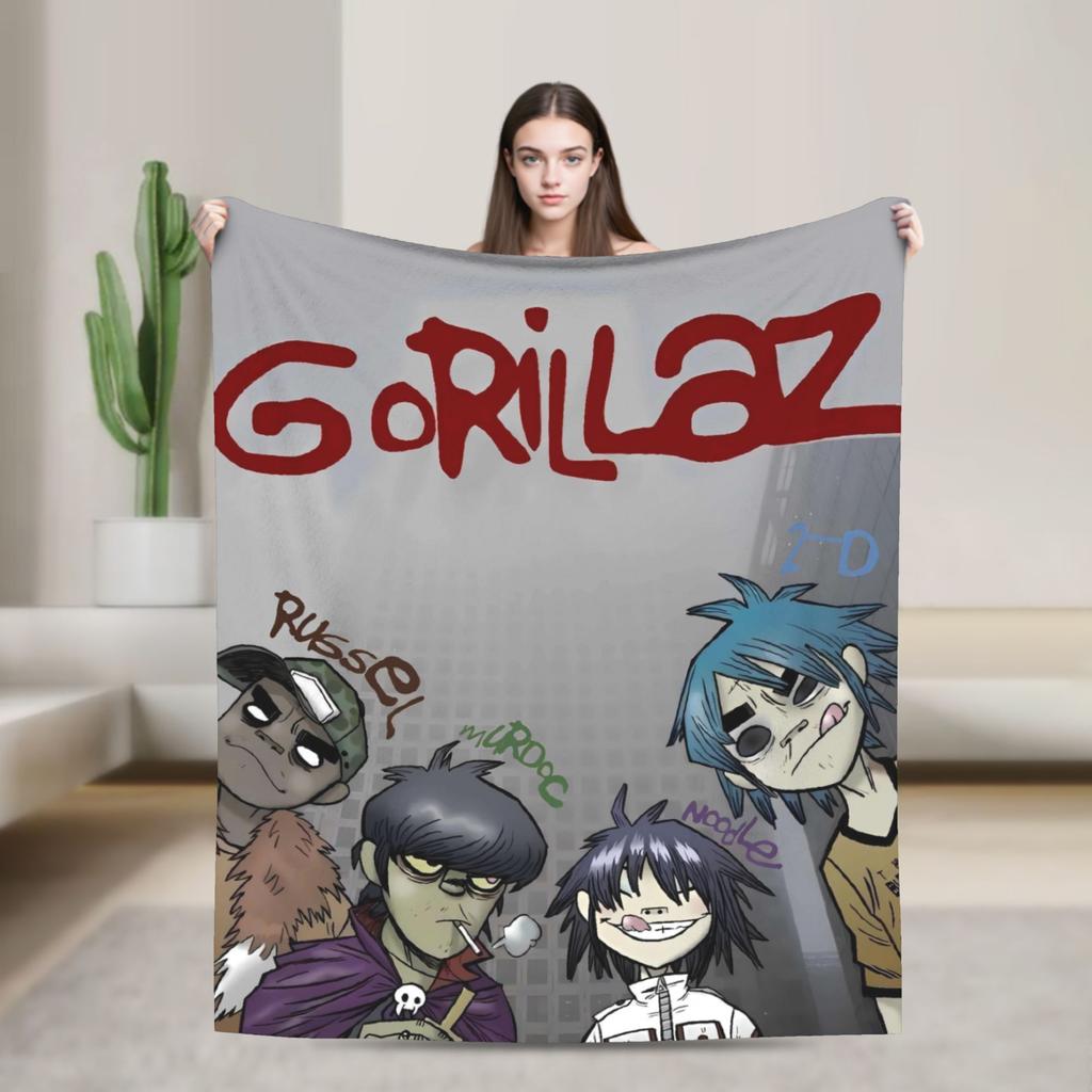 British GorillazS Virtual Band Rock Hip-Hop Blanket  Warm Soft Novelty Plush Throw Blanket For Travel Office Flannel Bed Cover
