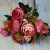LA100 European Style Handmade Artificial Silk Peony Small Handle High Quality Wedding Decoration Bouquet for Home Back To School