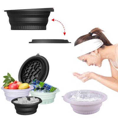 Silicone Face Bowl with Built-in Icetray Collapsible Ice Facial Folding Washbasin Face Ice Bath Water Chiller