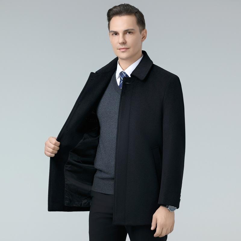 New Style Lapel Coat for Men In Autumn and Winter Business Casual Middle-aged Daddy Woolen Jacket Jacket