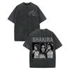 Magliette Grafiche Vintage Lavate Shakira Uomo Donna Abbigliamento Moda Estetica T-shirt Cotone Alta Qualità Manica Corta