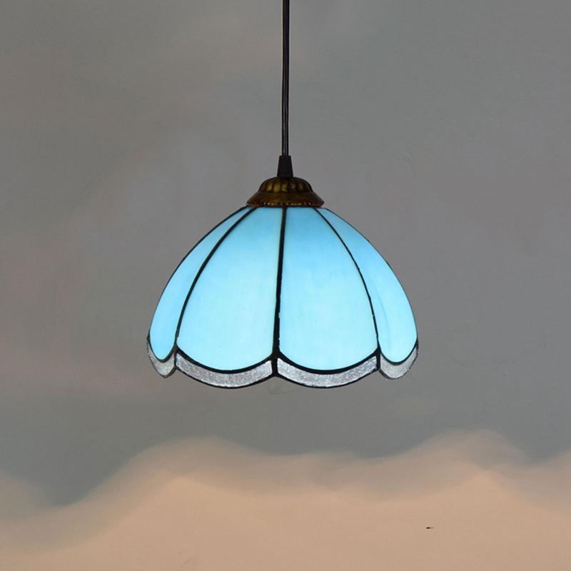 20cm/8“ European Stained Glass Pendant Lamp Dinning Room Chandeliers Hanging Light Bedroom Lighting Fixture Home Luminaria Decor
