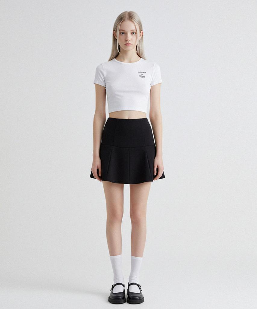 Mejongniateu [Mdn] Maison Logo Short Sleeve Crop Top (2 Colors)