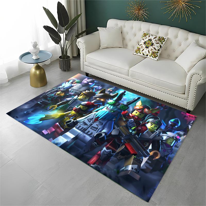 Cartoon R-Robloxs Spiel Gamer Teppich für Spielzimmer Schlafzimmer Wohnzimmer Sofa Heimdekoration, Kinderteppich Rutschfeste Fußmatte