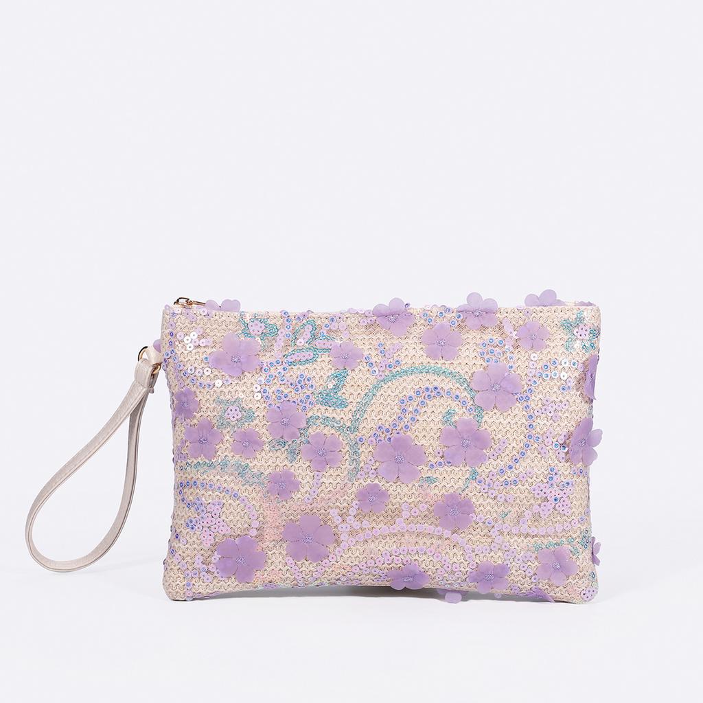 High-end Sequined Woven Dinner Bag New Embroidery Clutch Bag Summer Niche Straw Woven Bag Fashion Women's Envelope Bag