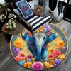 Elephant Round Area Rug,Carpet Rug for Living Room Bedroom Sofa Playroom Decor,Non-slip Floor Mat