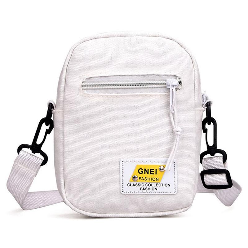 

2023 Холщовая женская сумка через плечо, трендовая маленькая сумка на плечо, корейская однотонная студенческая сумка для телефона, простой кошелек на молнии белый