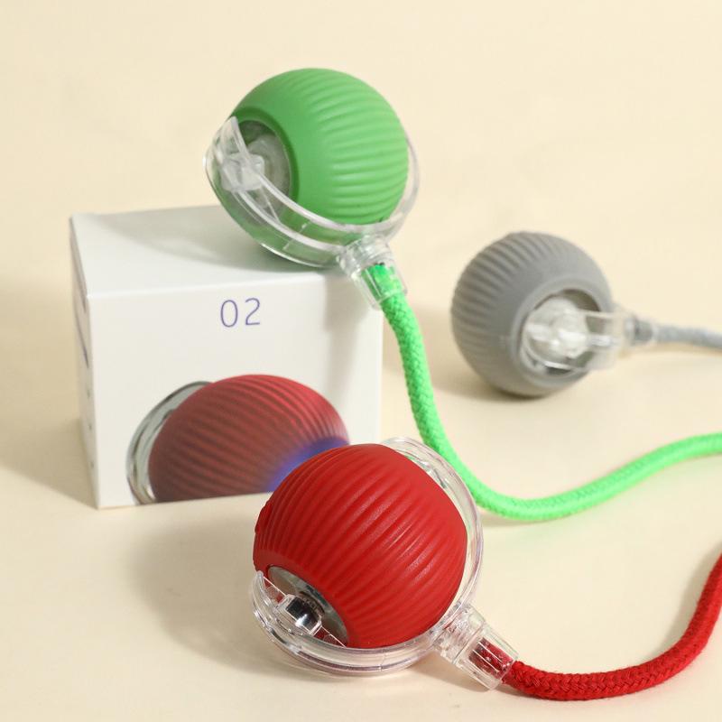 Bite-Resistant Automatic Cat Teasing Ball: Self-Entertainment Bouncing Toy with Rope for Cats