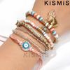 6Pcs Bohemian Stretch Beaded Bracelets Multi Layer Evil Eye Hand Bracelet Stackable Handmade Jewelry Accessories