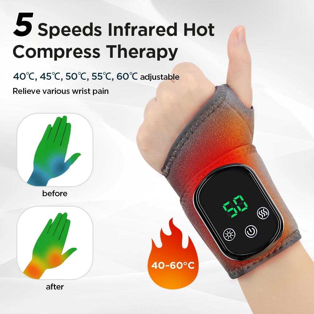 Electric Heated Wrist Brace 5 Gears Hot Compress Physical Therapy USB Wrist Guard Ankle Protector Pain Relief Foot & Hand Care