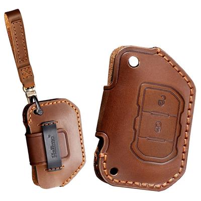 Jeep Dedicated Key Case, Key Cover, Luxury Genuine Leather, Key Chain, Compatible with