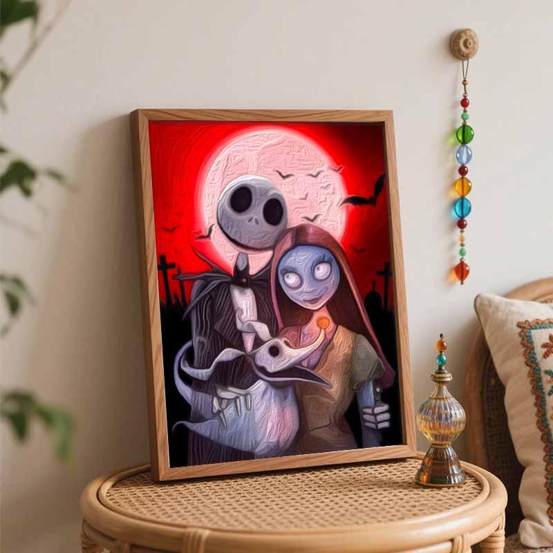 disney digital oil painting hand painting kit jack and sally zero diy home decoration