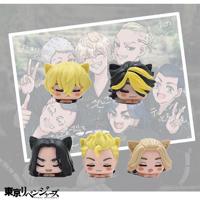 5-piece Tokyo Avenger Cat-ear Sleeping Handmade Pvc Figures Set