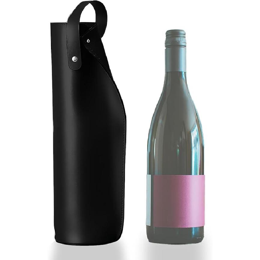Leather Wine Tote Bag - Orange Bottle Gift Bag Champagne Tote Carrier for Lovers