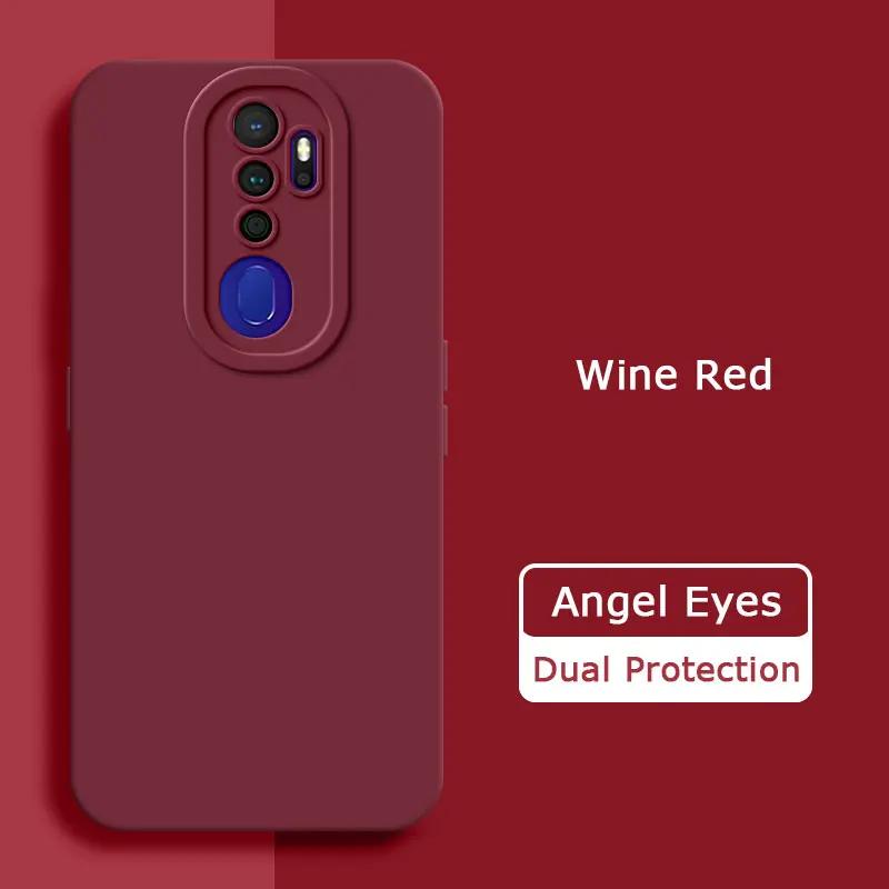 Angel Eyes Square Liquid Silicone Phone Case for OPPO A5 A9 2020 A11 A11X Camera Protective Soft Shockproof Back Cover Armor Bag