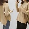 V-neck sweater women's loose and lazy style top autumn and winter short inner with low neck and thin knitted bottoming shirt