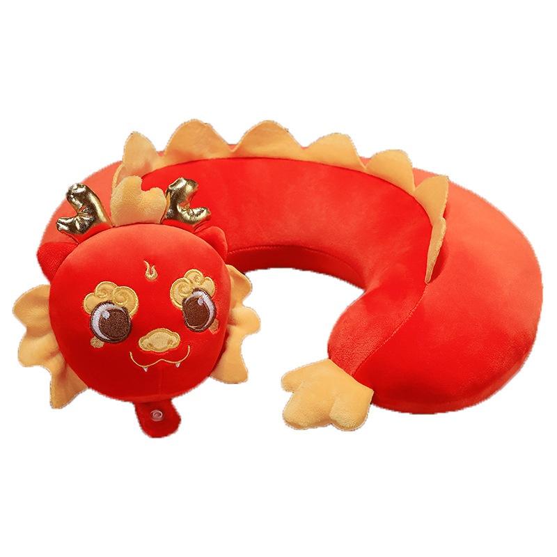 

Ushaped Neck Dragon Pillow Soft Cushion Cartoon Cute Travel Office Nap Gifts красный