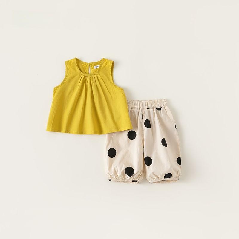 

Girl Summer Outfit Set With Dot Print And Cotton Fabric For Kids 3 To 8 Years 140CM
