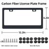 EWBN Carbon Fiber License Plate Frame,2 Pack Black License Plate Frames with Screws & Caps,Classic Carbon Fiber Design Car Black License Plate
