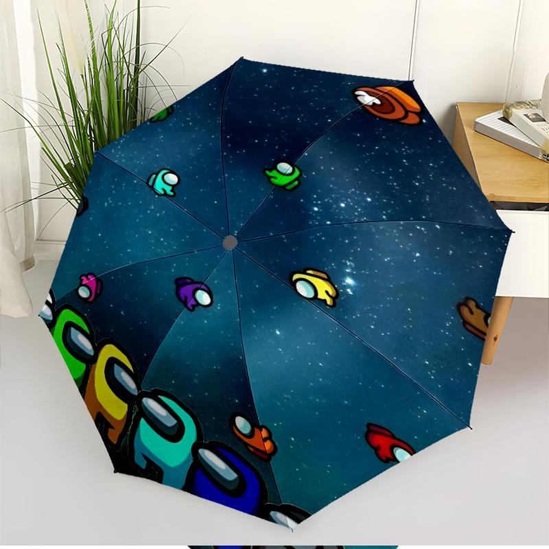 Among Us Print Automatic Open Close Umbrella, Portable Foldable Umbrella, for Outdoor Commute Camping Trip, Ideal Birthday Gift