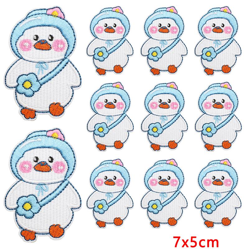 10pcs /Lots Cute Duck Embroidered Applique Cartoon Animal Duck Patch Iron On Patches For Clothing Decoration Diy Hats Bag Sticker