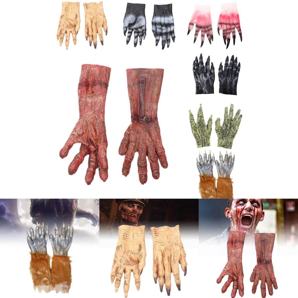 Spooky Alien Gloves Latex Halloween Party Costume Props Realistic Design